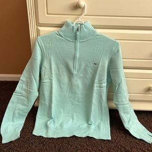 Vineyard Vines Women’s Cotton 1/4 Zip, Size L, Light Blue